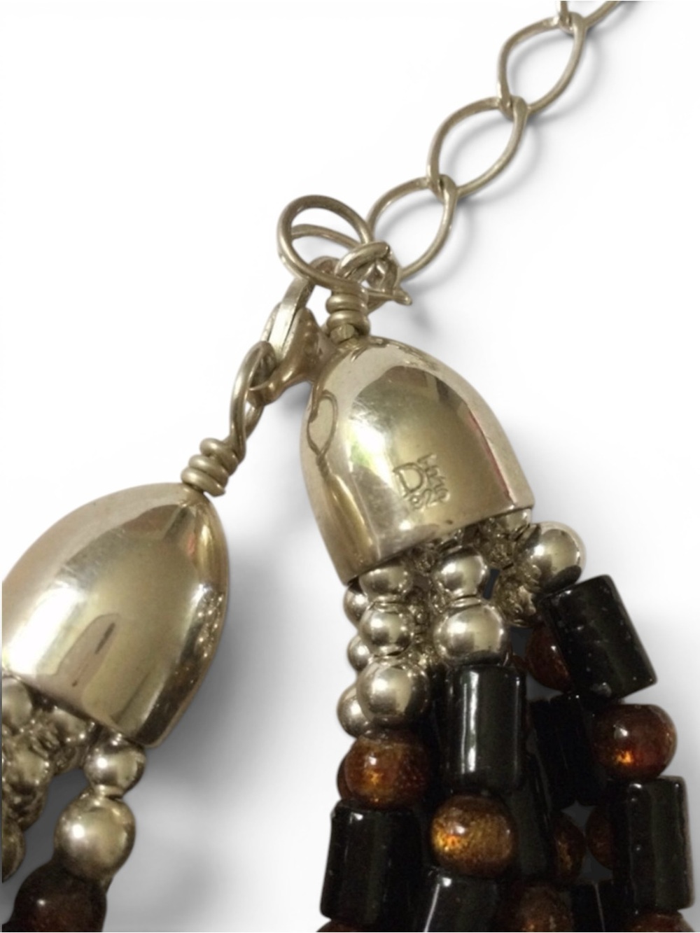 Jay King DTR 925 Sterling Silver Multi-Strand Black & Amber Beaded Necklace - Picture 14 of 15